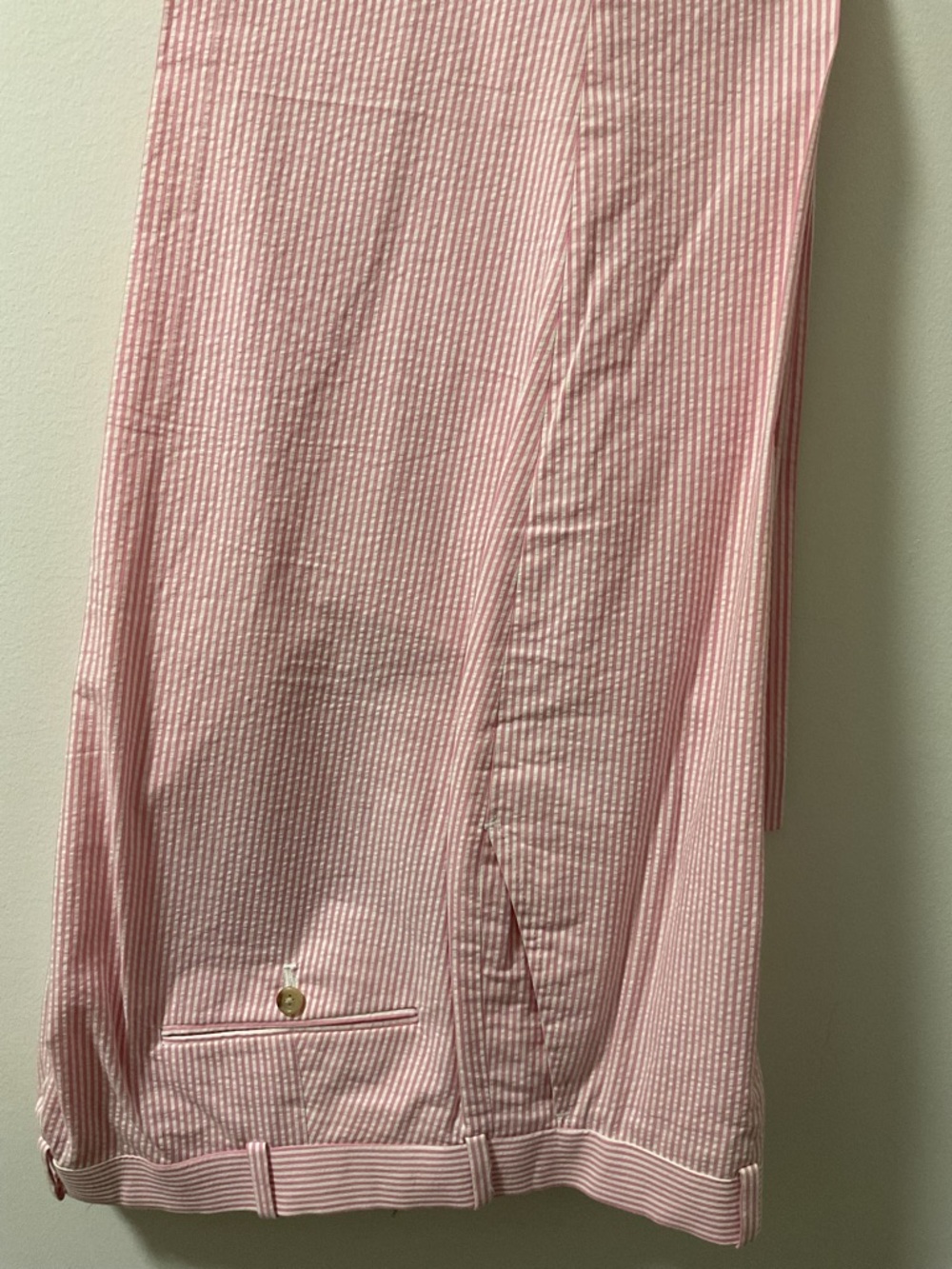 NWOT Polo Ralph Lauren Pink Seersucker Mens Cotton Pants. Size 36/31.